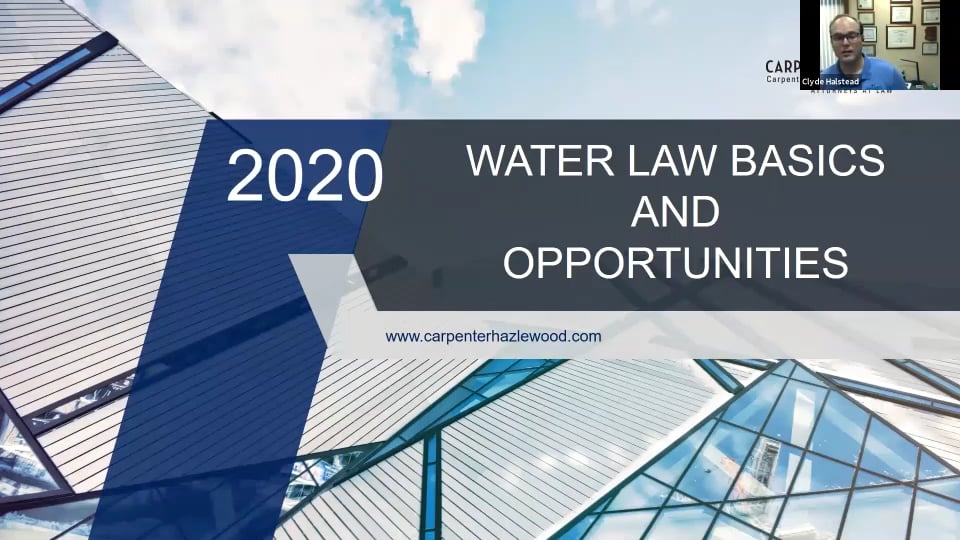 Water Law Basics and Opportunities