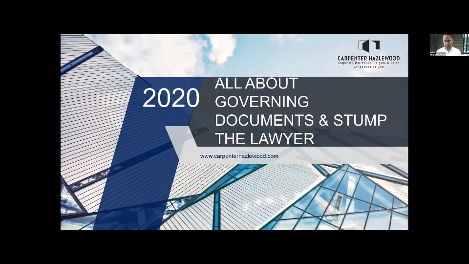 All about Governing Documents and Stump the Lawyer Q&A