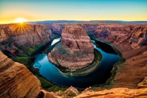 A colorful sunset over an Arizona landscape